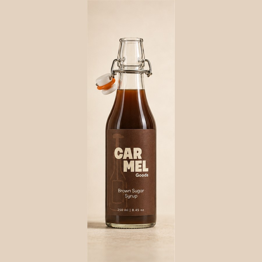 Bottle of CARMEL Goods Brown Sugar Syrup