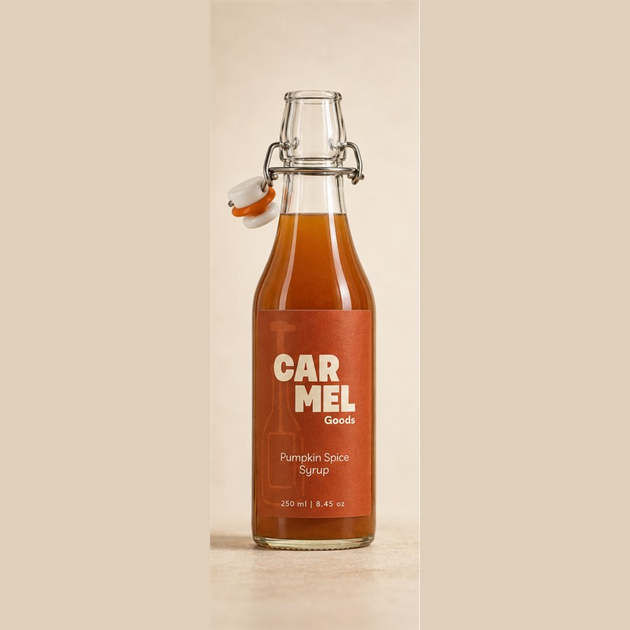 Bottle of CARMEL Goods Pumpkin Spice Syrup