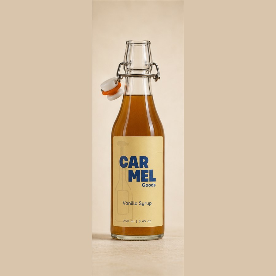 Bottle of CARMEL Goods Vanilla Syrup